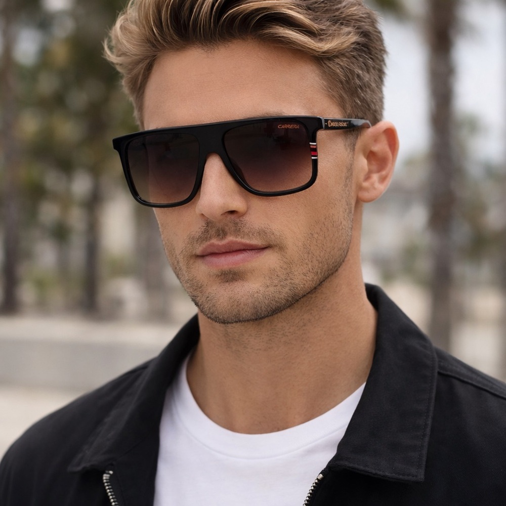 Carrera Vizon/S Black Brown Gradient Shield Sunglasses 145 UV Protect w/ Case